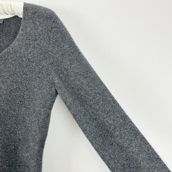 Ann Taylor Cashmere Sweater Long Sleeve Metallic Gray Classic Minimalist XS - Picture 5 of 10